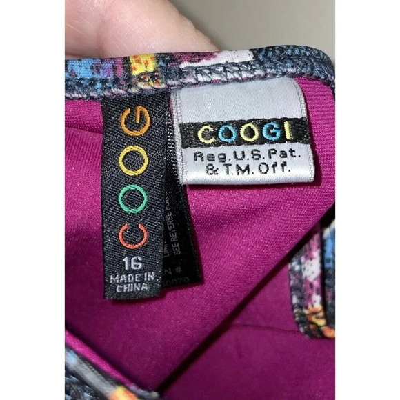 Coogi Size 16 One Piece Swimsuit Halter Top Denim Style Colorful Ruffles Beach - Picture 6 of 9